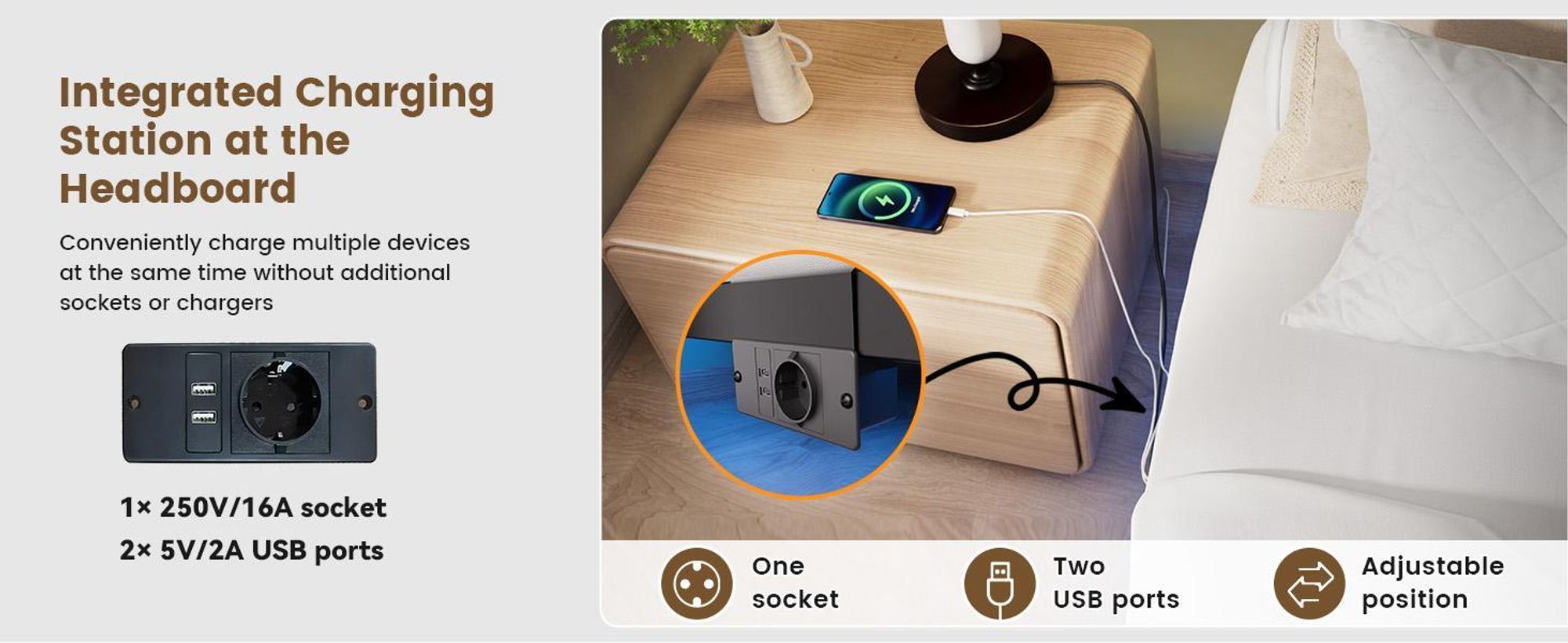 COMHOMA Letto in metallo Letto per ospiti Struttura letto in metallo, con LED e prese elettriche, letto per ragazzi 180x200, app e telecomando, struttura robusta