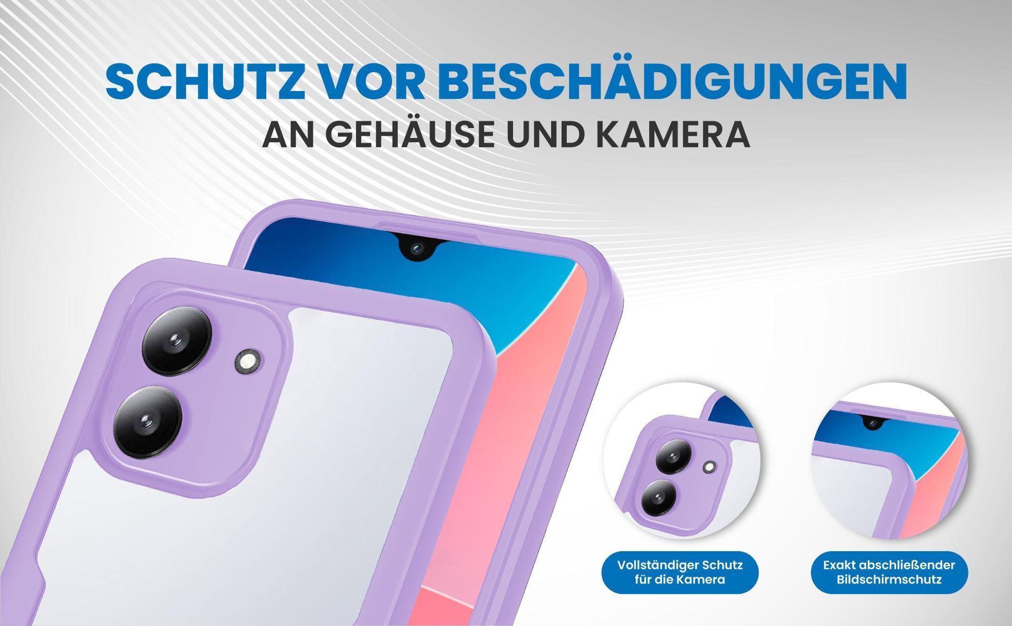 Violette 360 Grad Handyhülle für Xiaomi Redmi 13C Front und Backcover