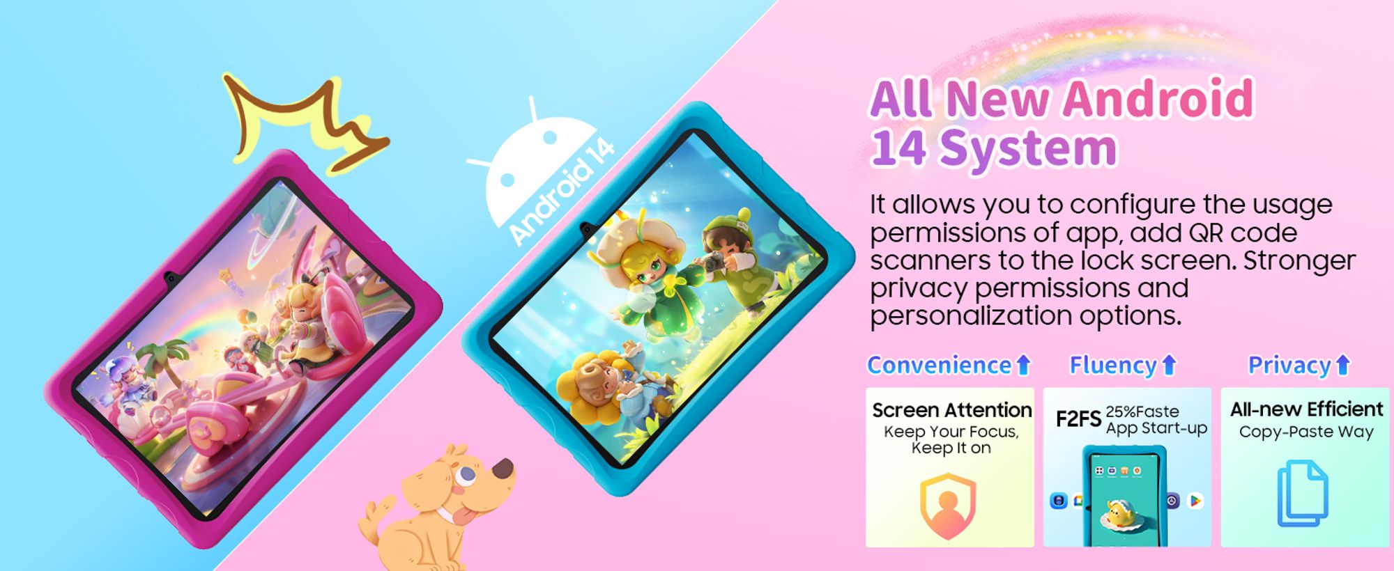 Tablet dla dzieci Blackview BESTTAB, 10 cali, Android 14, 12 GB RAM + 128 GB ROM (1 TB TF, ośmiordzeniowy tablet dla dzieci, długa żywotność baterii 5100 mAh, wstrząsoodporny)