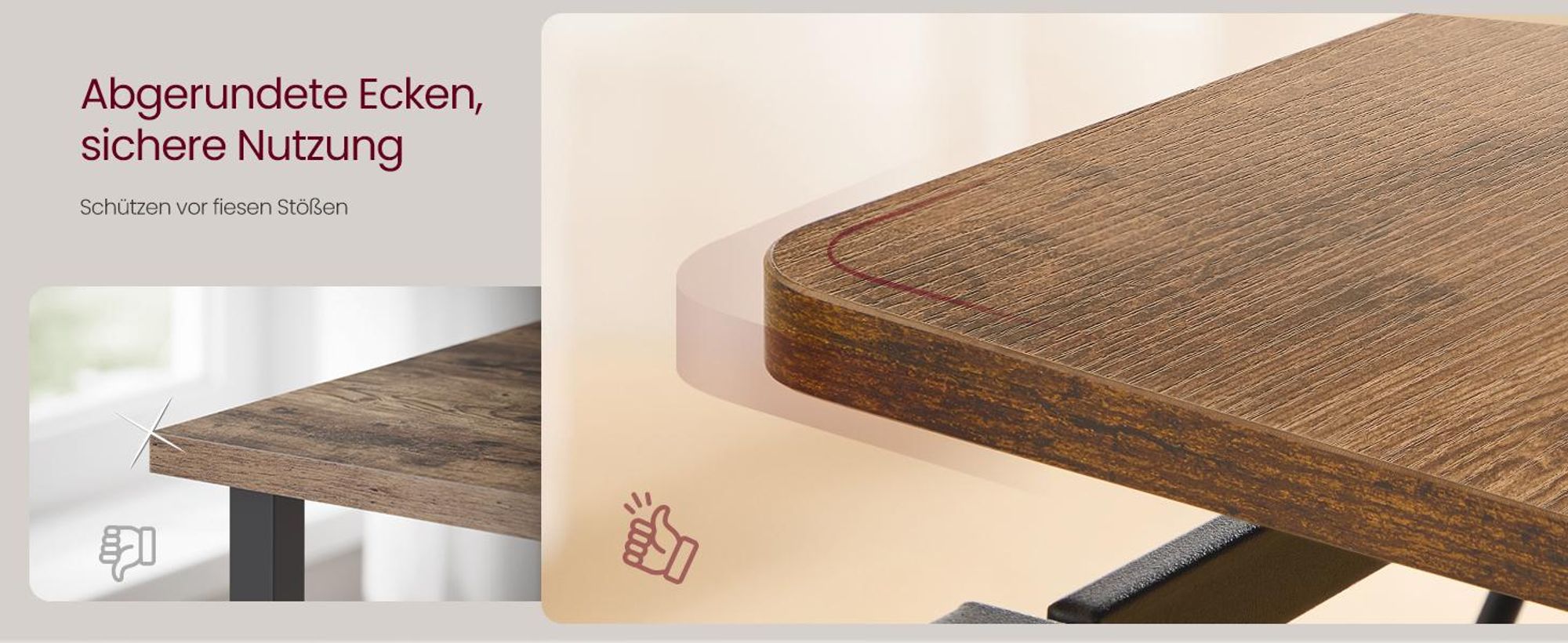 VASAGLE Klapptisch, kleiner Schreibtisch klappbar, Computertisch, Tischplatte aus einem Stück, abgerundete Ecken, 80 cm