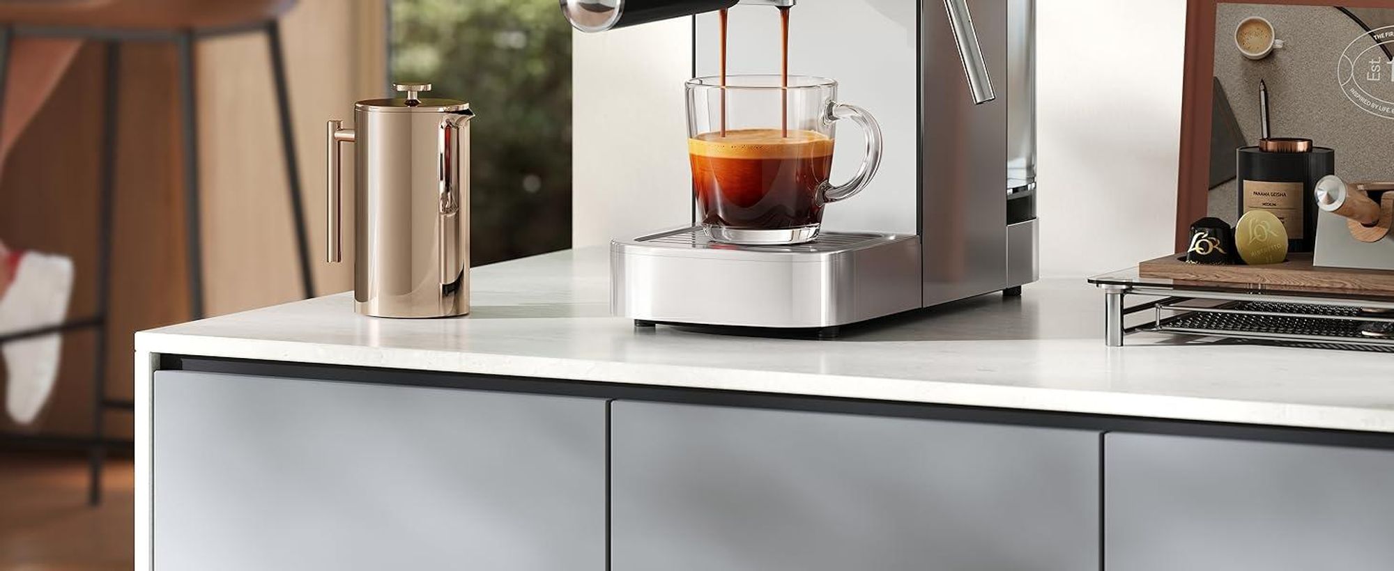 LLIVEKIT Siebträgermaschine, 20 Bar Espressomaschine mit Milchaufschäumer, Edelstahl