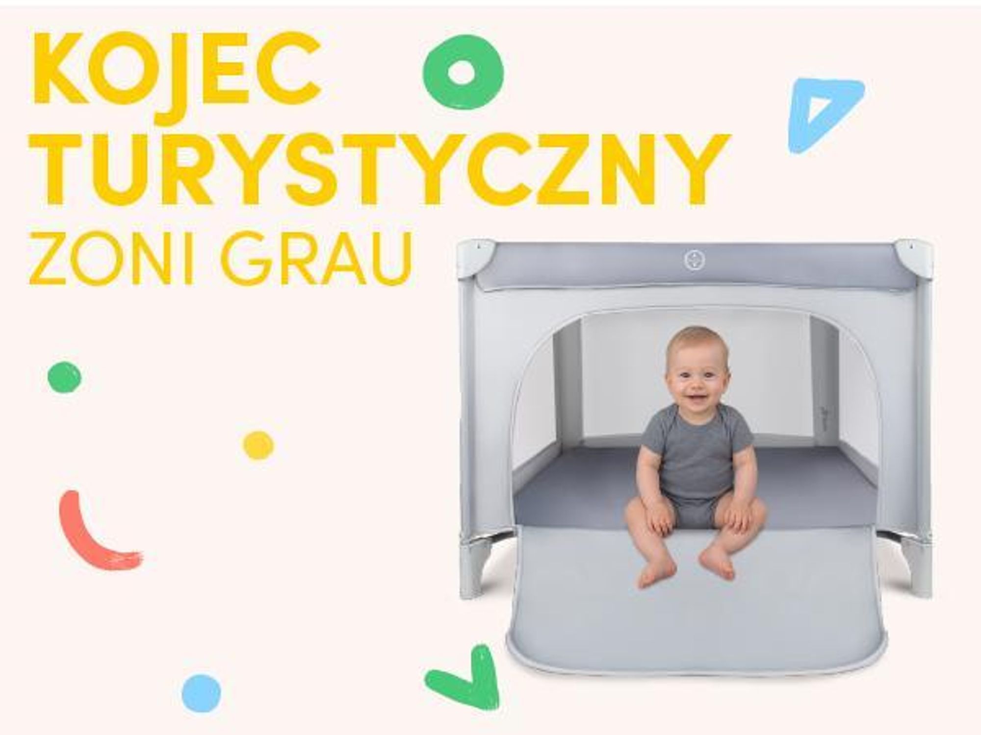 Kojec turystyczny do 15kg z torbą i szybkim rozkładaniem o wymairach 100*100cm
