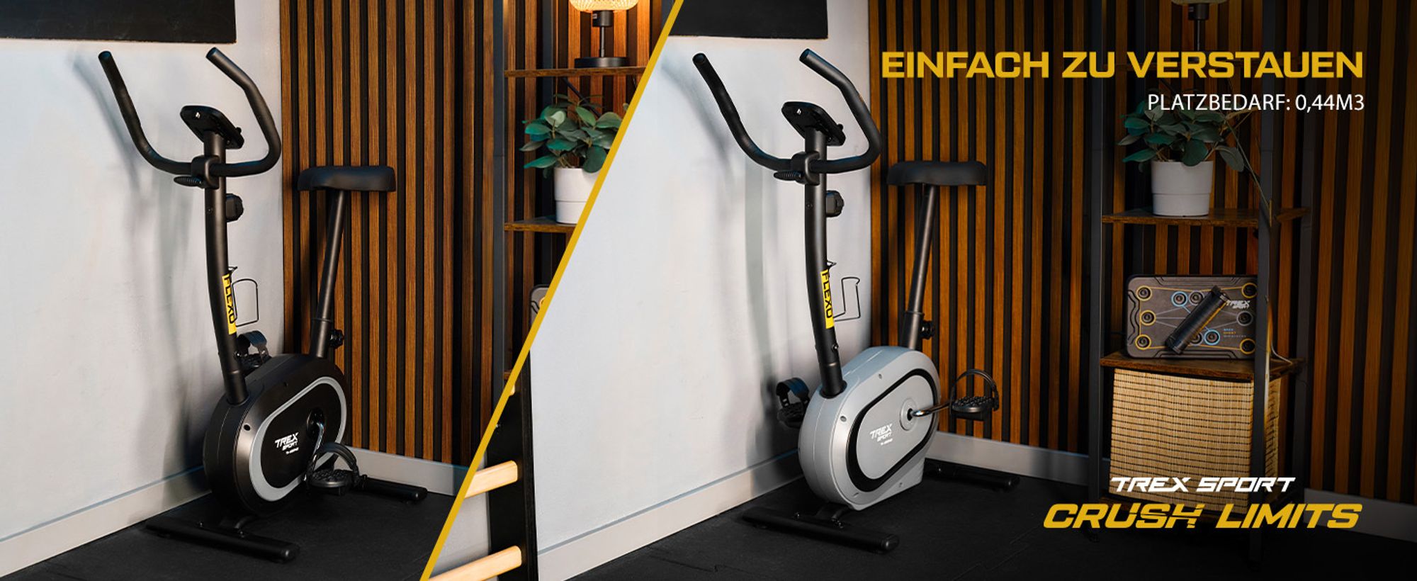 TREX SPORT Ergometer Heimtrainer Fahrrad für Zuhause TX-450MB FLEXO | Fitnessbike magnetisch bis 120kg | 10 Stufen, Pulssensoren, 8 Sitzhöhen, Schwarz