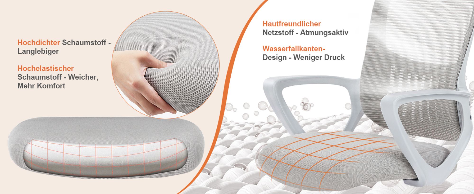 Bürostuhl Ergonomisch, Schreibtischstuhl mit Lendenwirbelstütze, Verstellbaren Armlehnen Bürostühle, Höhenverstellbarer office chair, Drehstuhl