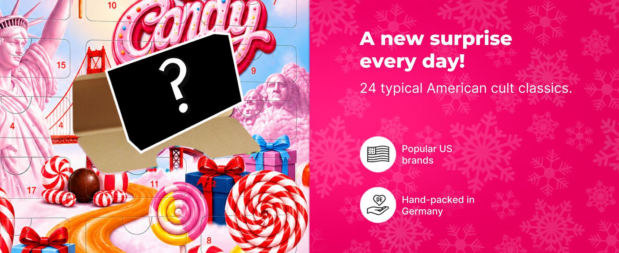 BOXILAND® US Sweets adventný kalendár 2026, 24 americké sladkosti, candy