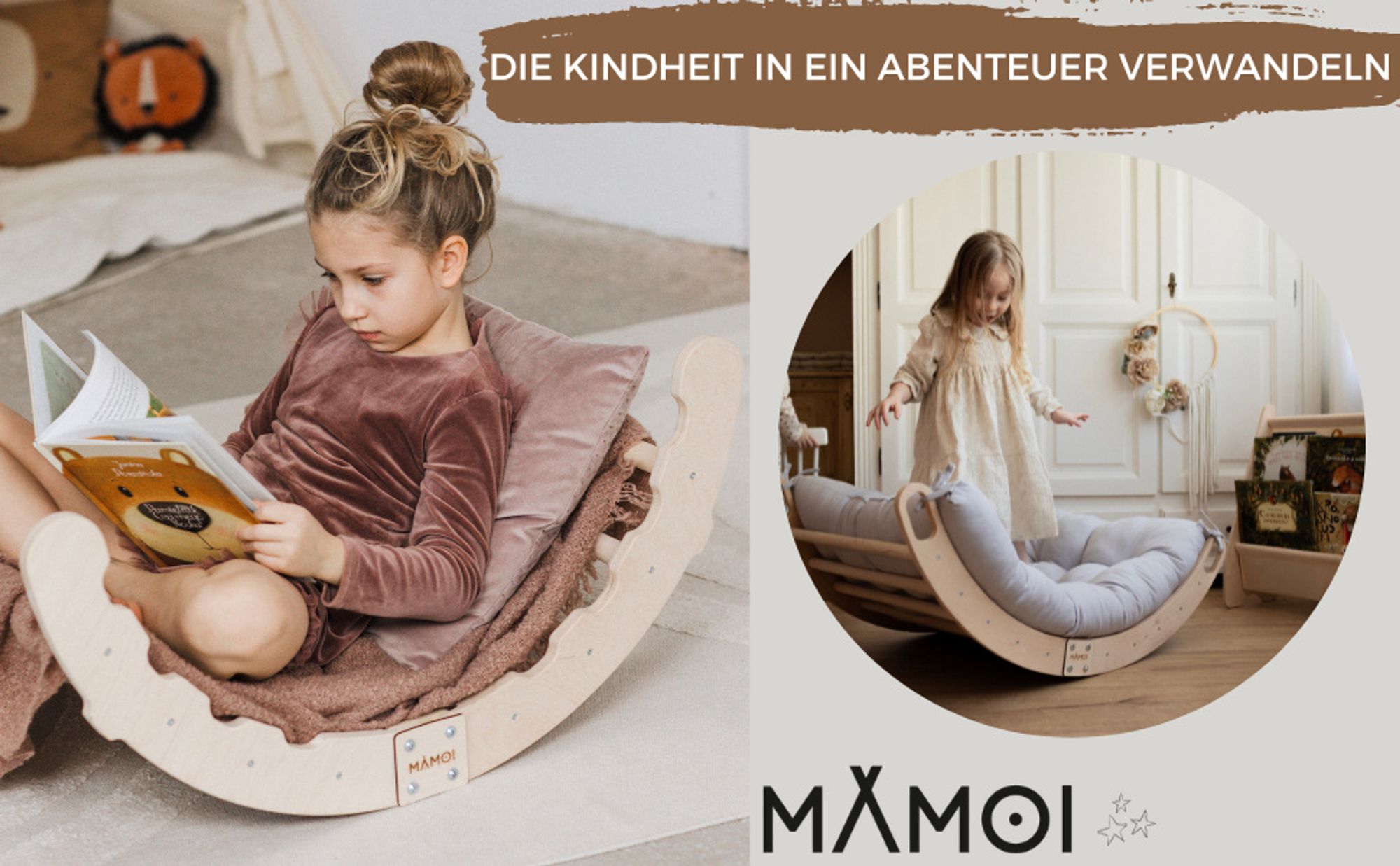 MAMOI® Kletterbogen, Kletterdreieck, Baby klettern, Regenbogenwippe aus holz, Holzbogen für Kinder, Spielplatz, Klettergerüst indoor ab 1 jahr 2/3 jah
