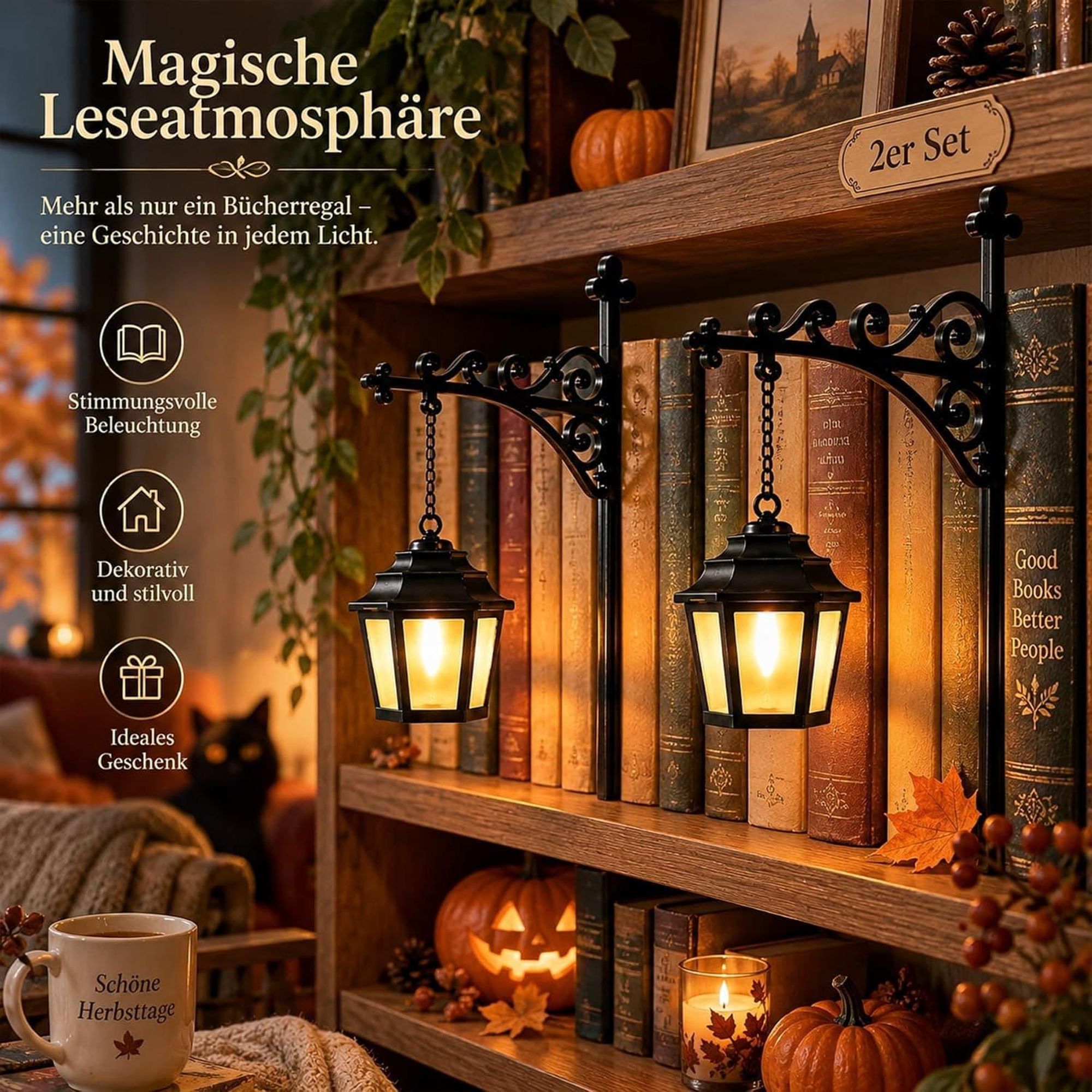 Bücherregal Lampe,Deko Lamp(Style B)Bibliothekslaterne LED Leselampe, Halloween Geister Leselampe,Lampe Vintage,LED-Nachtlicht für Leseecke