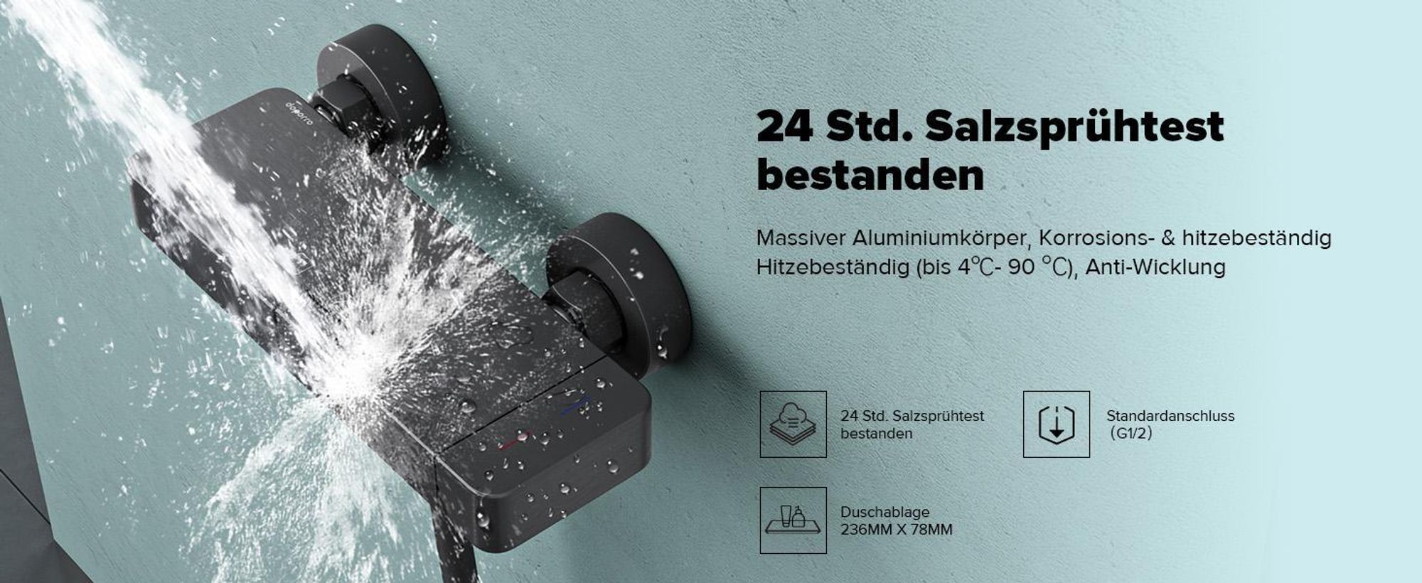 doporro Duschsystem mit Duscharmatur Duschgarnitur mit Regendusche und 3 Strahlarten Duschkopf Dusche komplett Höhenverstellbar Weiß Duschsystem10