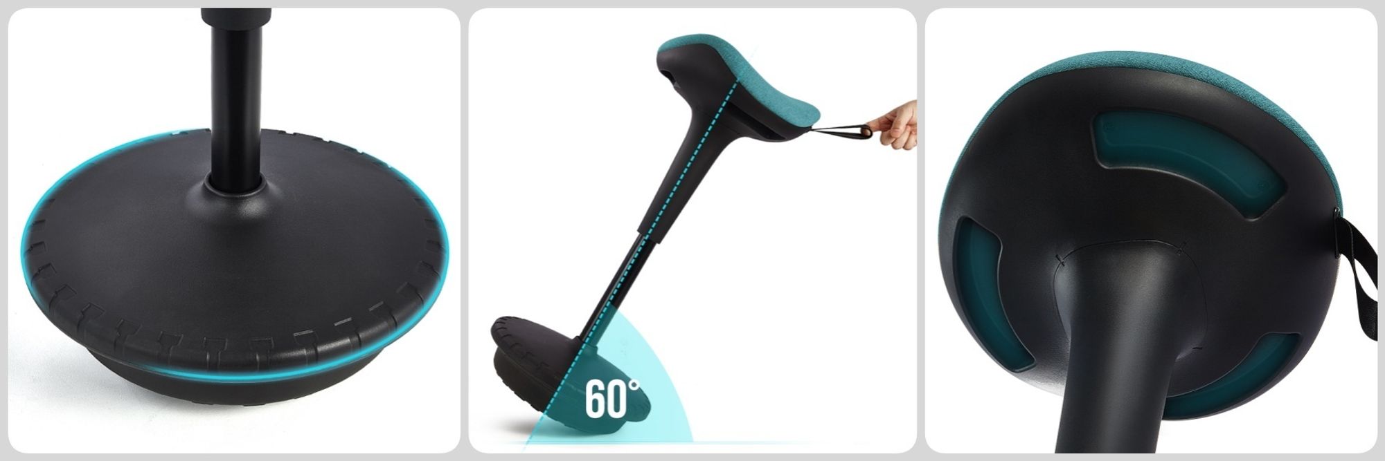 IWMH Ergonomischer Arbeitshocker, Höhenverstellbar Stehhilfe, 360° Drehbar Bürohocker, Schreibtisch Sitz-Steh-Hocker (Blau)