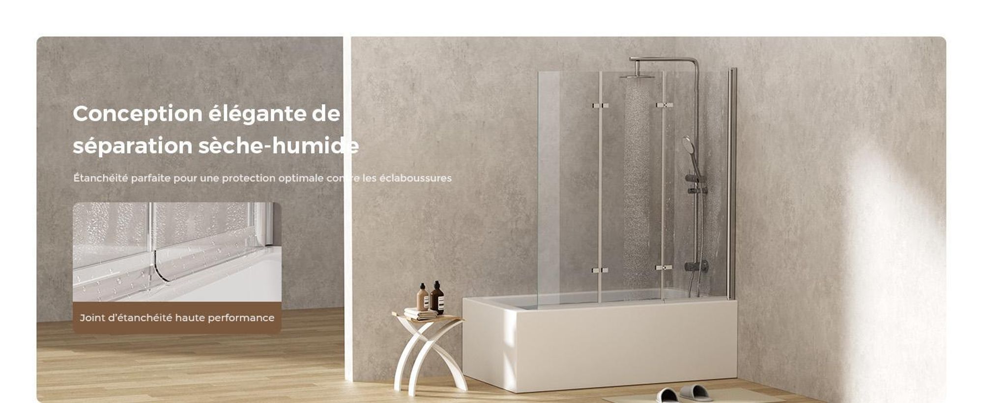 S'AFIELINA Paroi de douche pliante 130x140cm Paroi de baignoire 3 pièces, verre de sécurité ESG 6mm avec revêtement NANO Easy-Clean