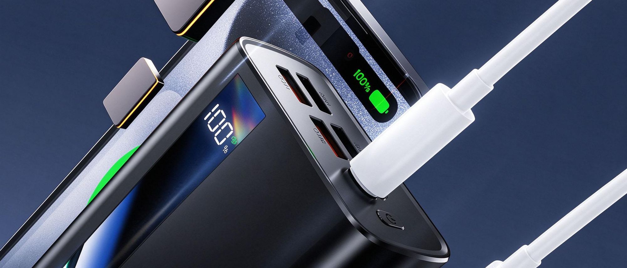 Juksun Powerbank, 60000mah Power Bank, 66W PD QC3.0 USB-C Fast Charge, 2 Input und 5 Output (QC & USB & Typ C) für Handy und Tablet und Kamera