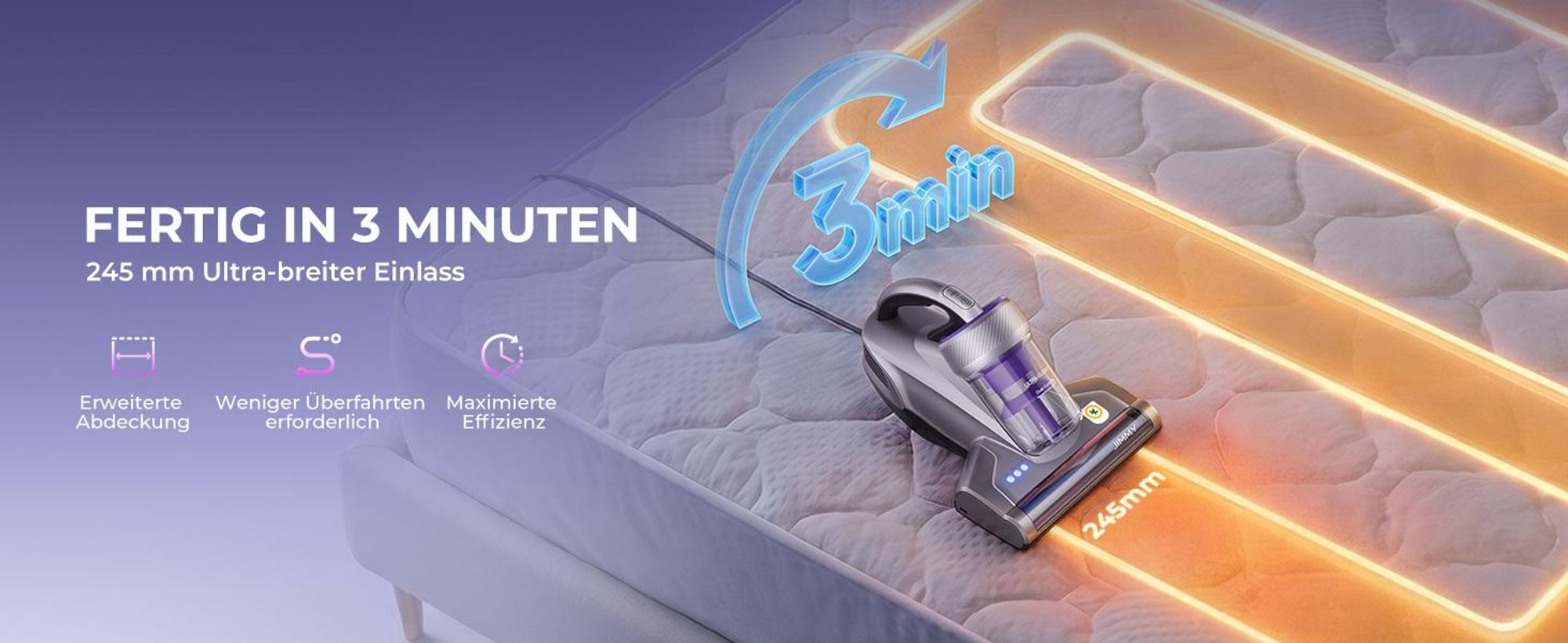 JIMMY JV35 Milbensauger für Matratzen, UV-C-Licht, 700 W, 60 °C Heißluftfunktion, Dual-Zyklon-Filtersystem
