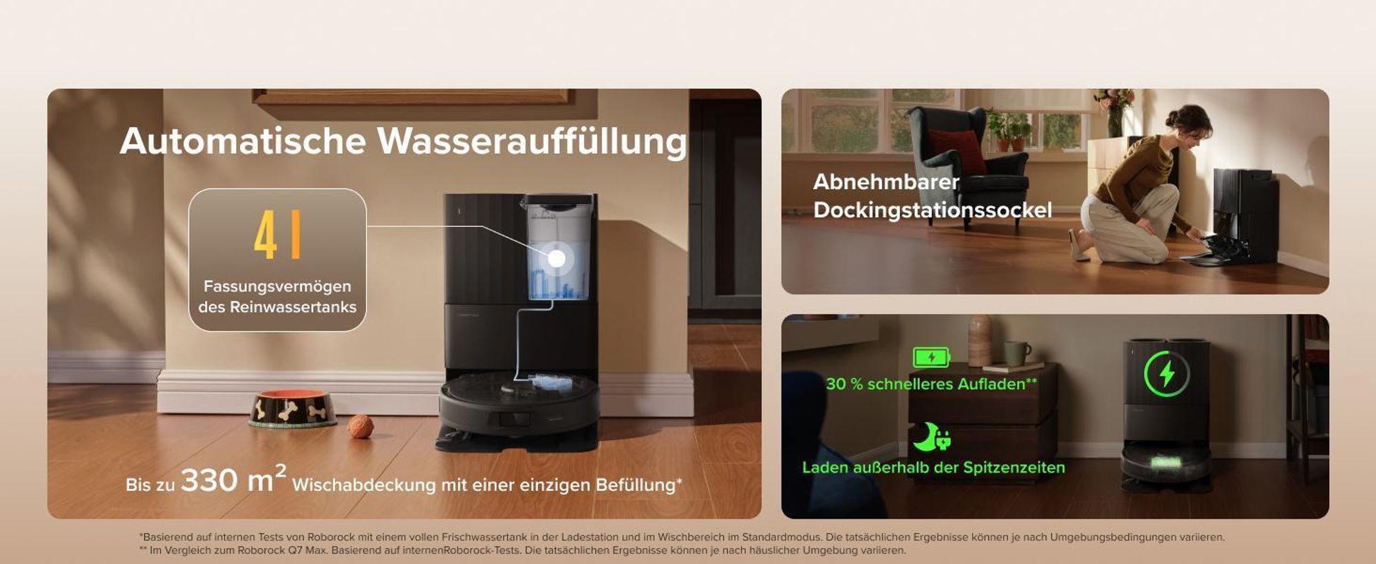 Roborock Qrevo S Pro Set Staubsauger Roboter mit Wischfunktion, 18.500Pa(Upgrade von QV 35A), Anti-Tangle System, 75 °C Heißwasser-Moppwäsche, Schwarz