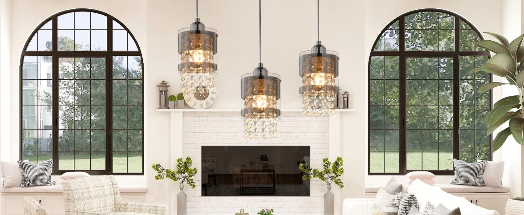 ZMH Pendelleuchte  Esstisch Hängelampe 3 Flammig E27 Glas Hängeleuchte Höhenverstellbares Kronleuchter 150CM Modern für Wohnzimmer Schlafzimmer