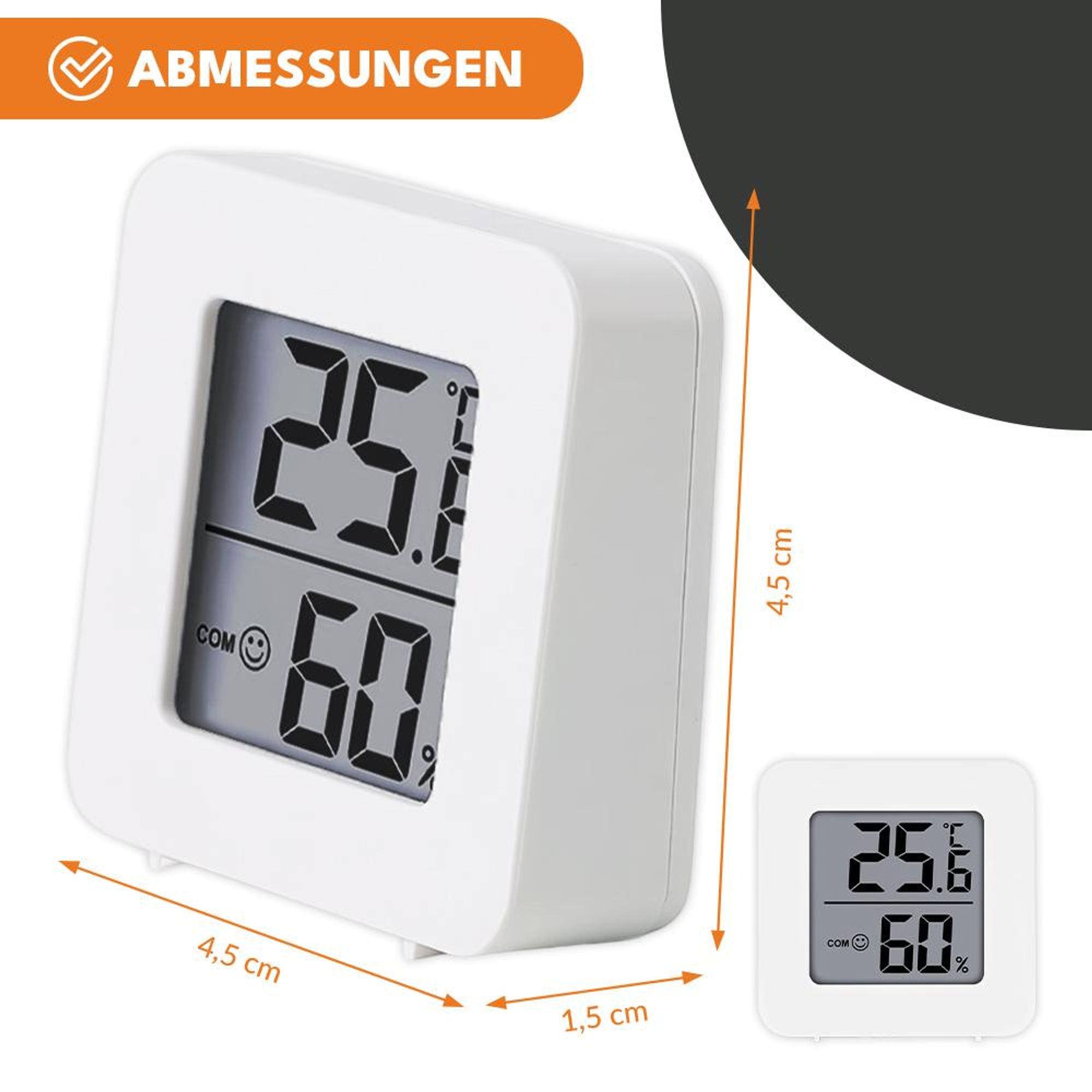 KRUMAD Digitales Thermometer Hygrometer Innen, Mini Raumthermometer mit Luftfeuchtigkeitsmesser, LCD Anzeige für Wohnzimmer Büro Schlafzimmer