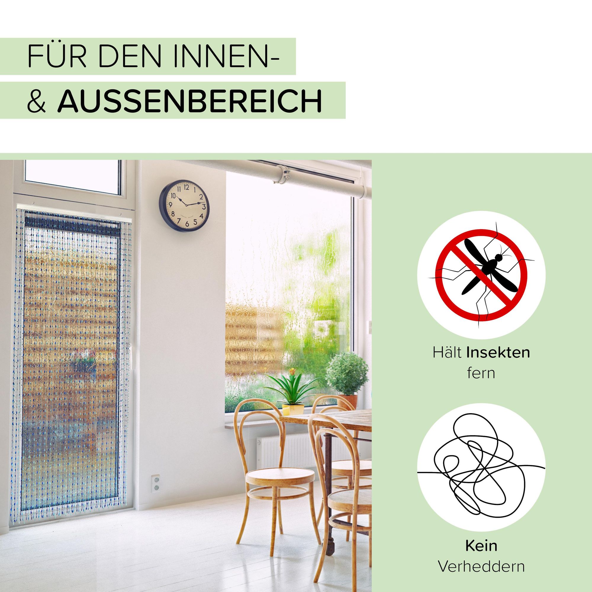 Kobolo Türvorhang Ocean 90x200 cm Balkon / Terrassentür - Deko Vorhang Sichtschutz Fliegengitter Insektenschutz Raumteiler Perlenvorhang Türvorhänge