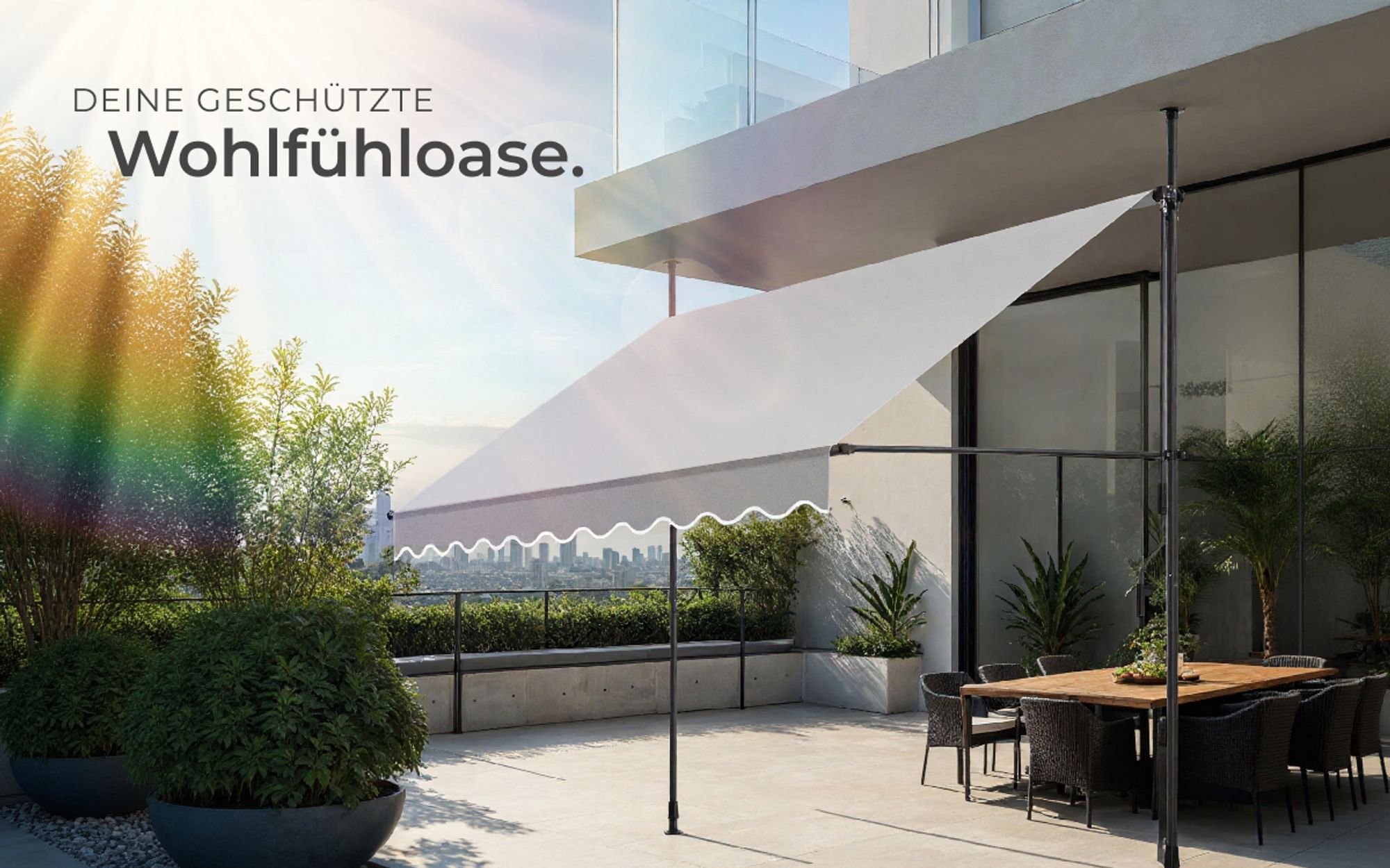 tectake® Klemmmarkise mit Handkurbel einfache Montage