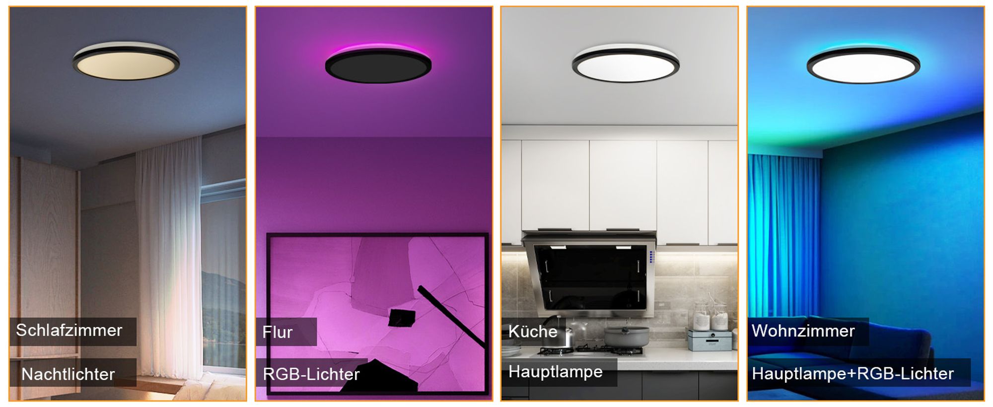ZMH Deckenlampe LED Deckenleuchte Flach Schlafzimmerlampe 30CM Badezimmerlampe 23W Küchenlampe  Schlafzimmer Schwarz Deckenbeleuchtung Flurlampe Decke Badlampe 3000K-6500K für Küche Flur