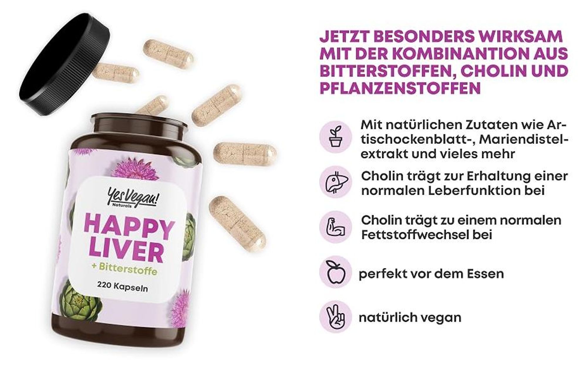 Leber Komplex hochdosiert (220 Kapseln = 4 Monate) Mariendistel Artischock Cholin Löwenzahn Leberkur