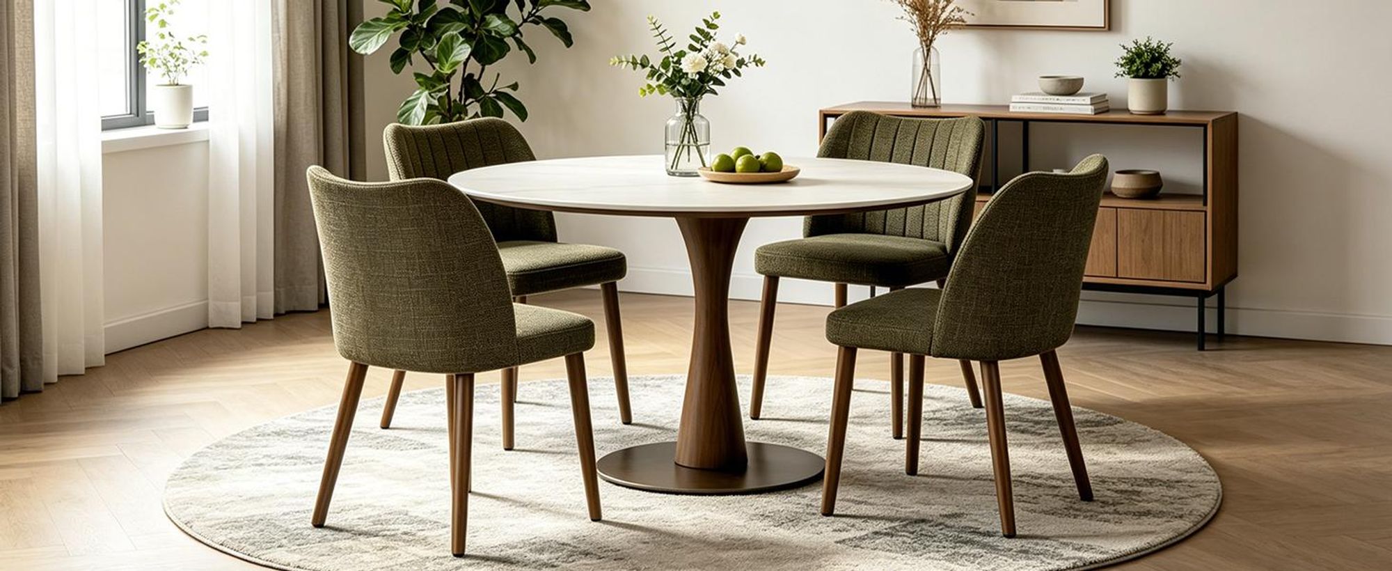 Duhome Esszimmerstuhl 2er Set Leinenstuhl Gepolstert mit Holzbeinen Modern Küchenstuhl für Esszimmer Wohnzimmer Küche, Grün