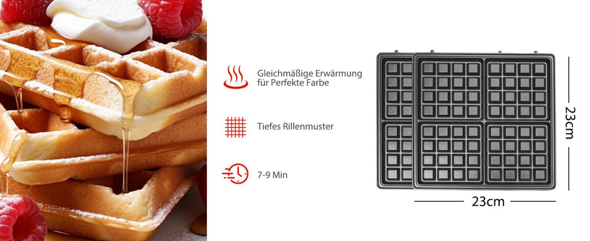 Taylor Swoden 3-in-1-Sandwichmaker, Waffeleisen Backblech für 4 Sandwiches, 180° Wendung, BPA-frei 1200W Schnelles Garen, Einfache Verwendung