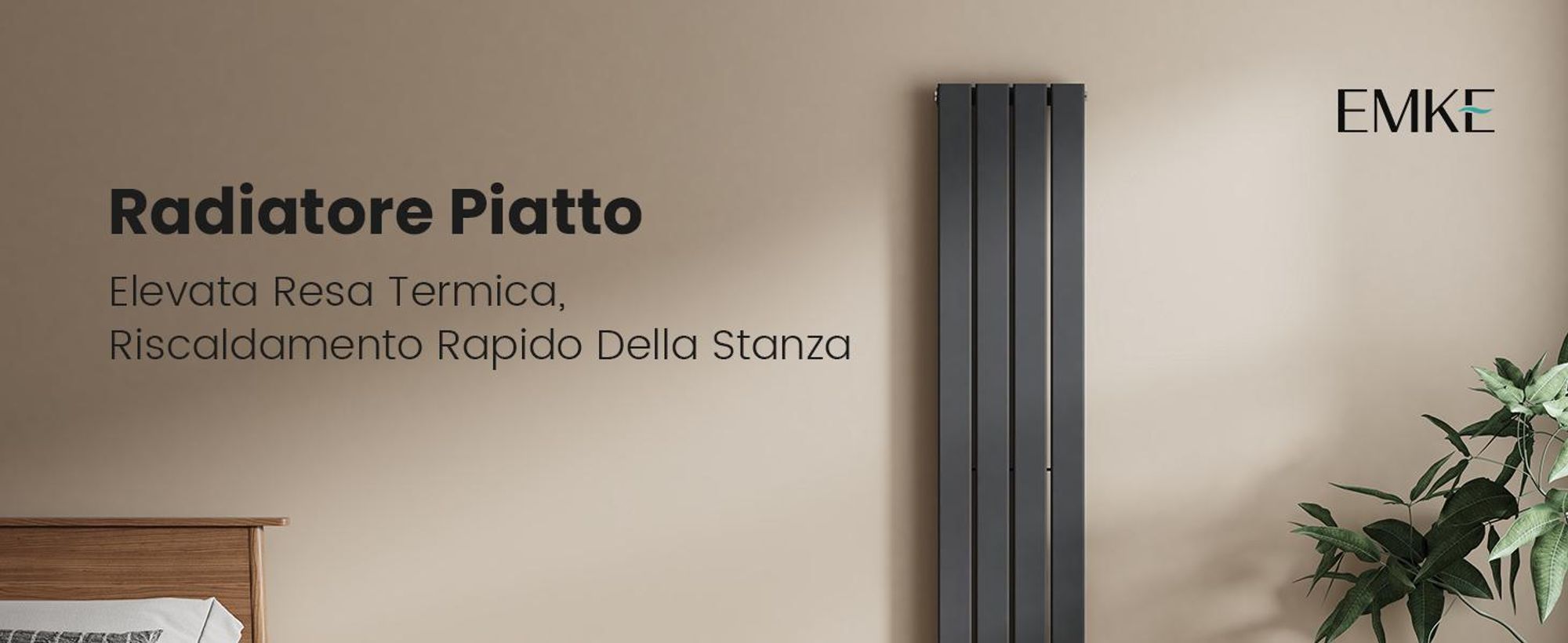 Radiatore EMKE Radiatore dal design piatto Radiatore a pannello Radiatore verticale monostrato Attacco centrale 160x30cm 501W Antracite senza elemento riscaldante