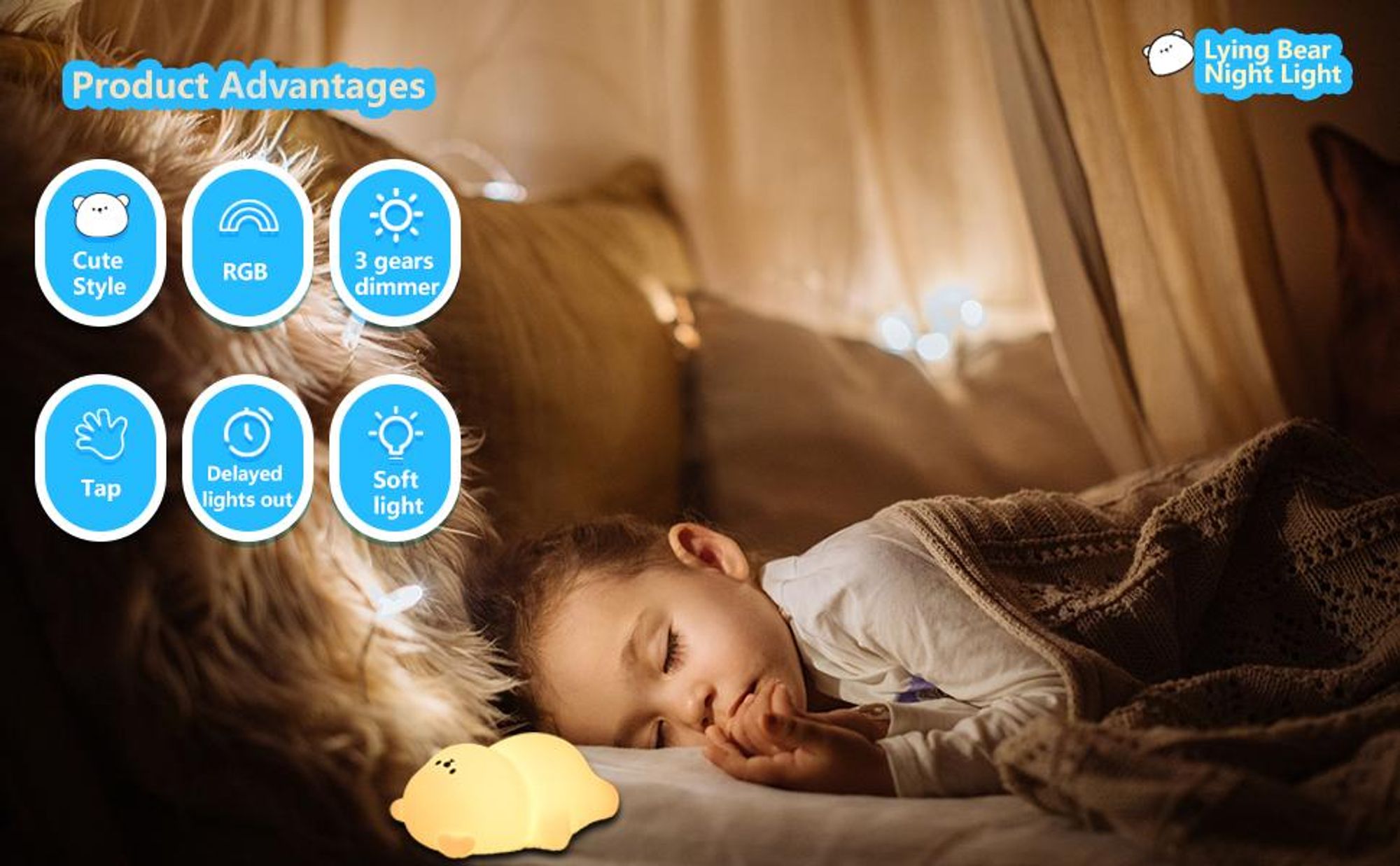 LED Nachtlicht Silikon Birne Touch Nachtlampe USB-Aufladbar mit Timer,7 Farbe dimmbar, Schlaflicht Kinderzimmer tragbare Schlafhilfe Stilllicht,Gesche
