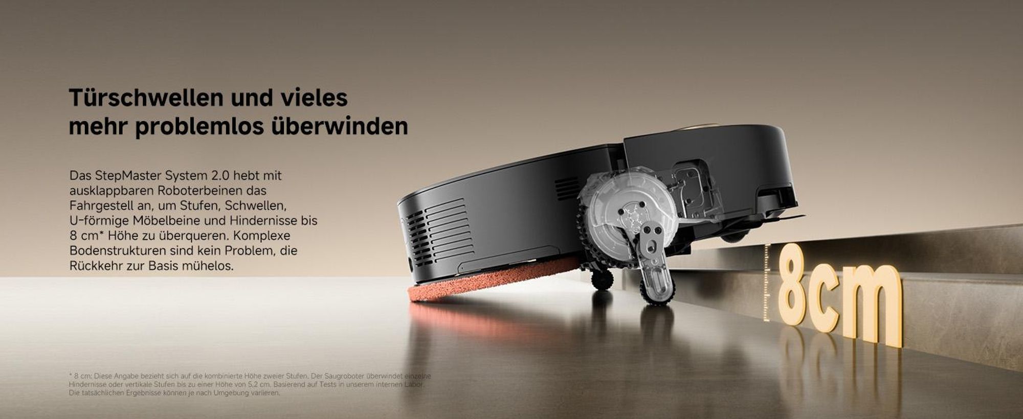 MOVA MOBIUS 60 Saugroboter – MopSwap™, 30.000 Pa, dynamisches Saugrückhaltesystem, 8 cm Hindernis, flexible Navigation, 100 °C PTC für Waschbretter