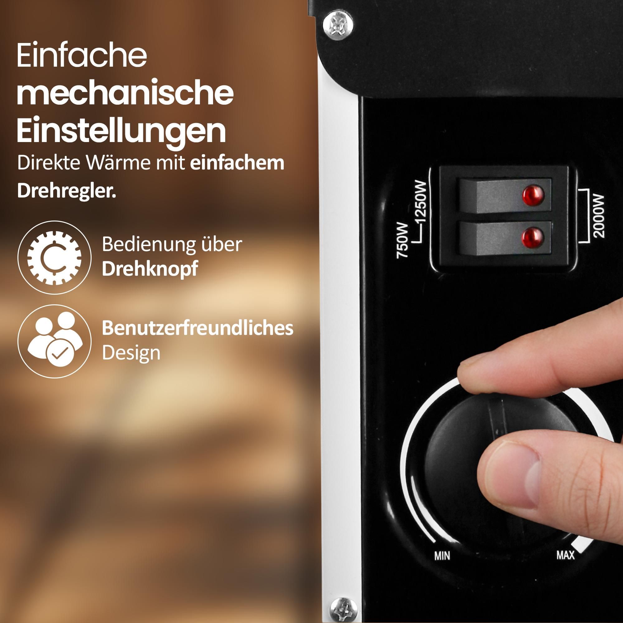Emerio Konvektor Heizung CH-106492.4 - 18 m² - 3 Heizstufen - Kontrollleuchte - freistehend - 2000W - Weiß