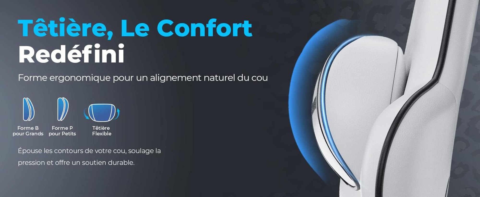 Fauteuil gaming GTPLAYER, fauteuil de bureau, fauteuil PC ergonomique, fauteuil pivotant réglable en hauteur, accoudoirs avec mécanisme synchrone, coussin lombaire, appui-tête
