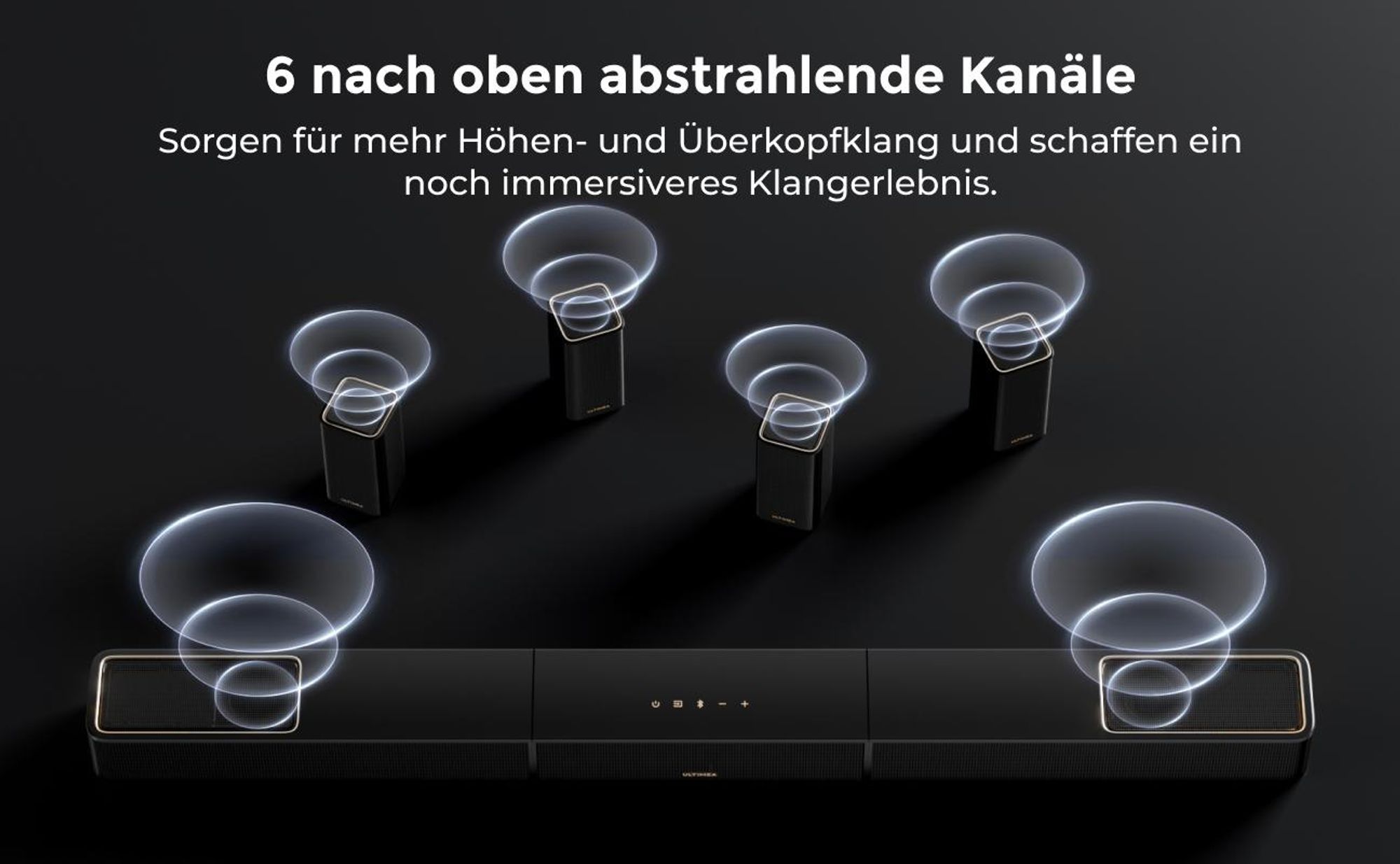 ULTIMEA Skywave X100 Dual 9.2.6 Soundbar mit Dolby Atmos & DTS:X, THX-Tuned, 2x10" Subwoofer, 2000W, 8K Pass-Through, Kabellos