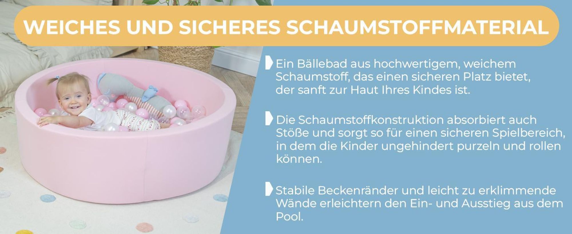 Selonis Bällepool Rund 90x30cm 200 Bunten Bälle ∅6cm - Babyspielzeug Bällebäder Baby zimmer Bälle bällebad Plastikbälle Spielbad - Hellgrau