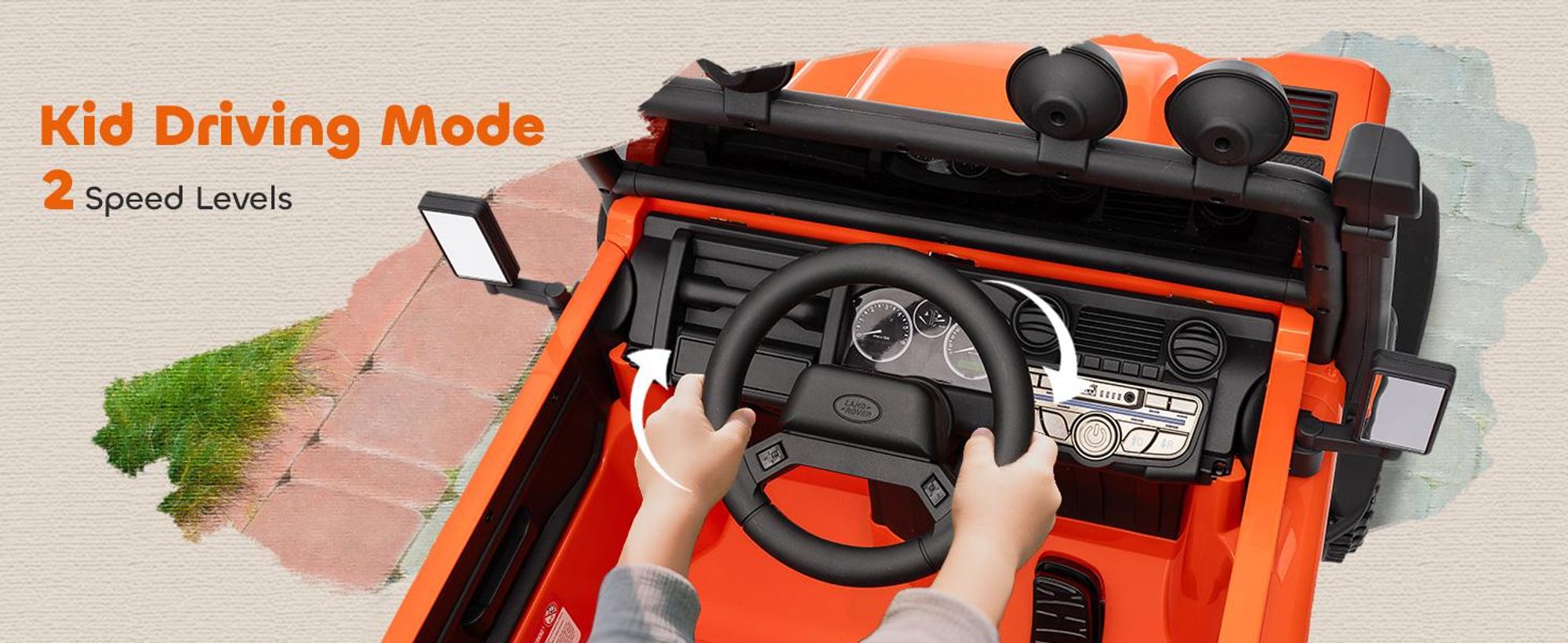 Samochód elektryczny dla dzieci AIYAPLAY, 12 V, 7 Ah, z pilotem 2,4 GHz, kolor pomarańczowy
