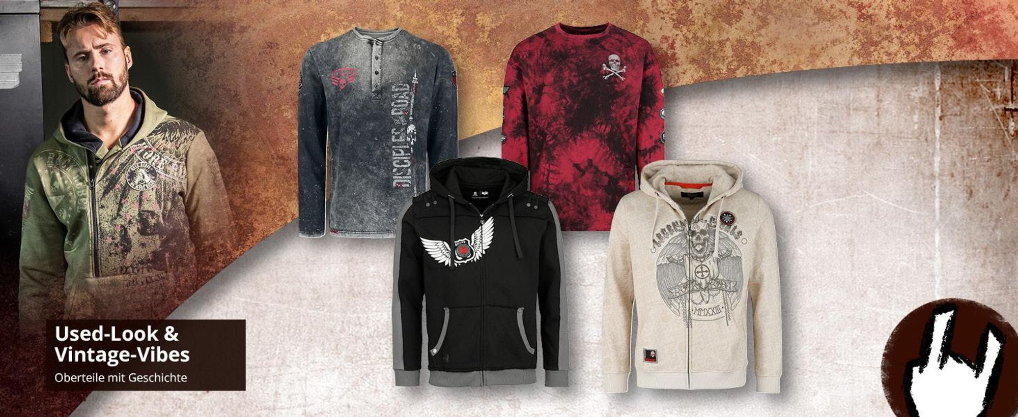 Rock Rebel by EMP Herren rotes Vintage T-Shirt mit Patches 3XL