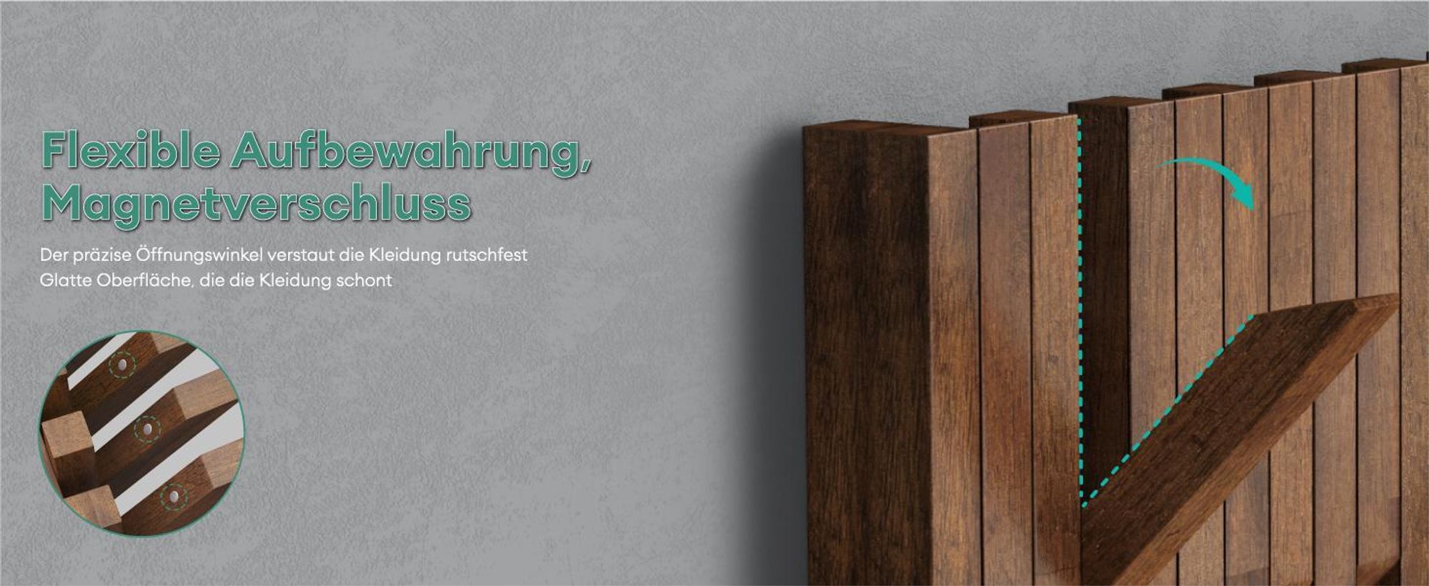 Mai & Mai Kleiderhaken Wandgarderobe Wandhaken aus Holz Garderobe mit 14 magnetischen Klapphaken Garderobenleiste Garderobenhaken Matt weiß Twigro-01