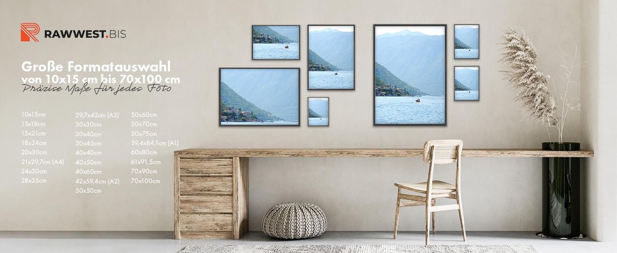 RAWWEST.BIS Bilderrahmen 70x100 cm Plexiglas Poster Foto Wandrahmen Antireflex Anthrazit