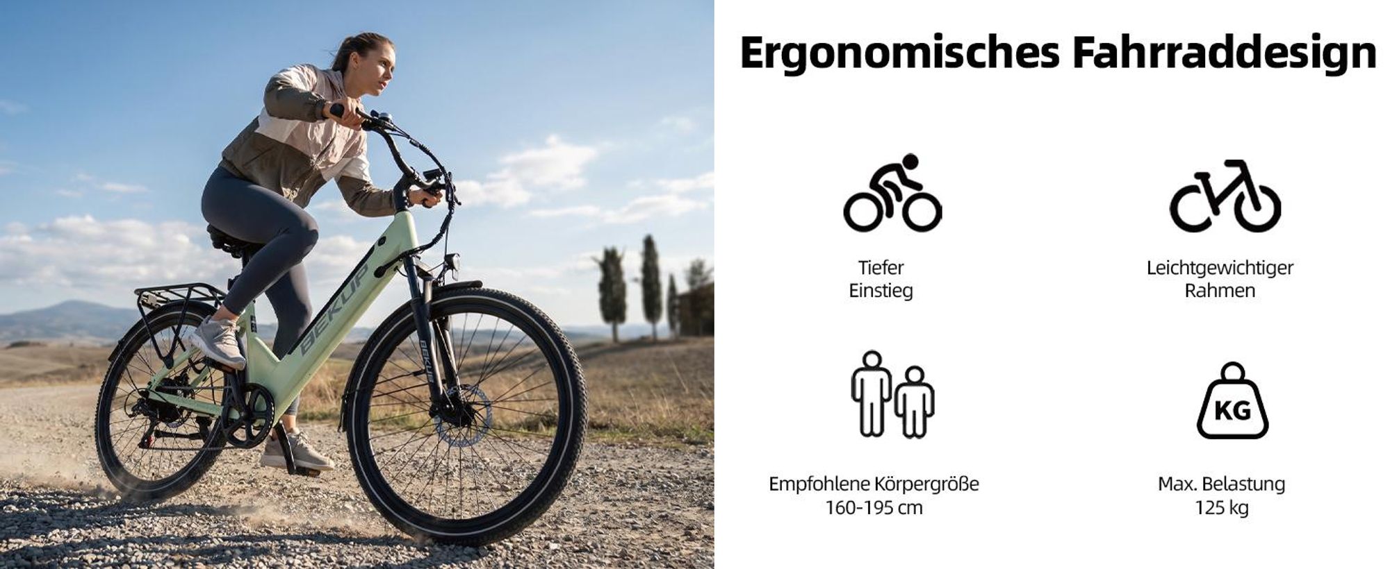 2026 26 Zoll E Bike City E-Bike E-Hollandrad 36V 14.5Ah Akku bis zu 120km SHIMANO 7-Gang 250W Motor&25km/h 522 Wh Federgabel 45Nm Cityrad Ebike