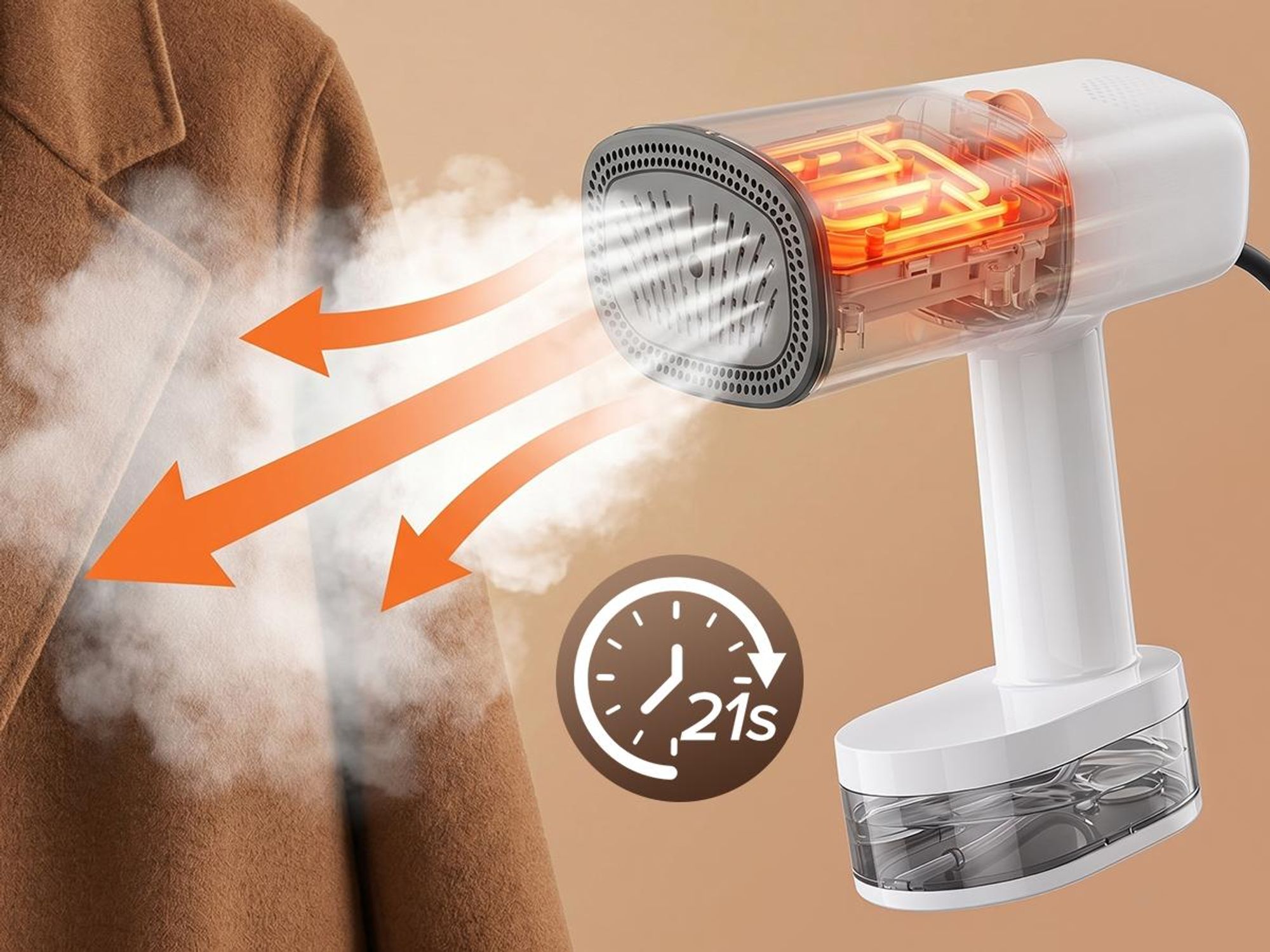 Lubluelu 2IN1 5000Pa Dampfglätter mit Saugfunktion Dampfbürste Steamer Kleidung Bügelgerät Vertikal Dampfglätter 2100W 35g/min Weiß