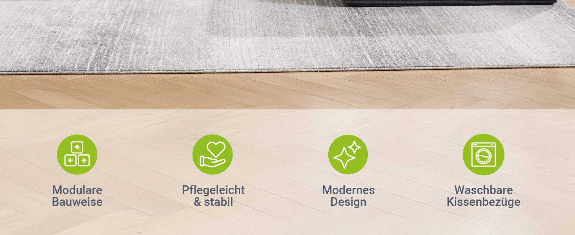 Juskys Sofa Coredo - Dunkelgrau, moderne Couch aus Cord mit Kissen, Ottomane rechts