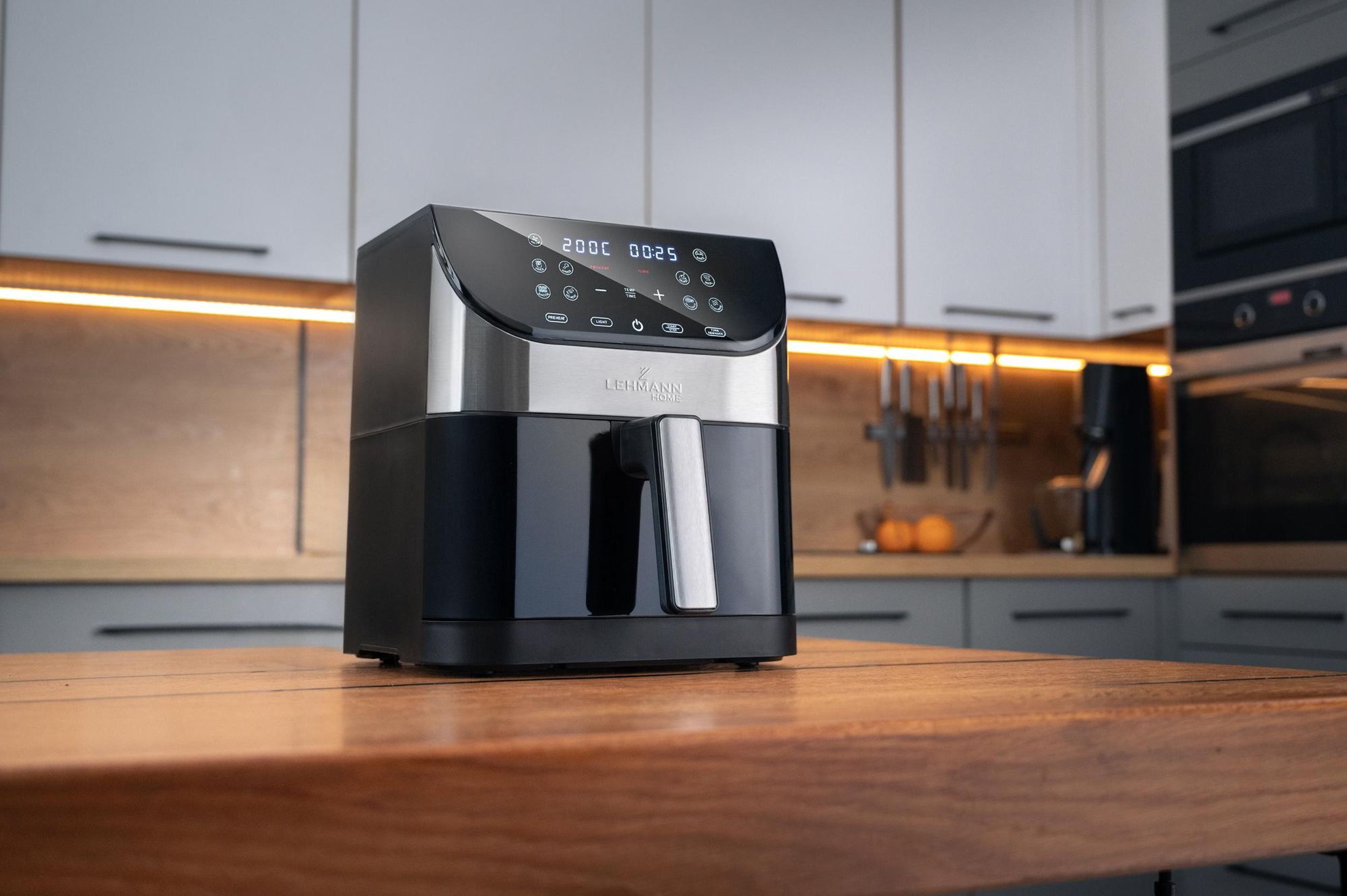 Frytkownica beztłuszczowa LEHMANN SANTE AIR FRYER duża,12 programów, 6l, 1500W, nieprzywierająca, LED z okienkiem