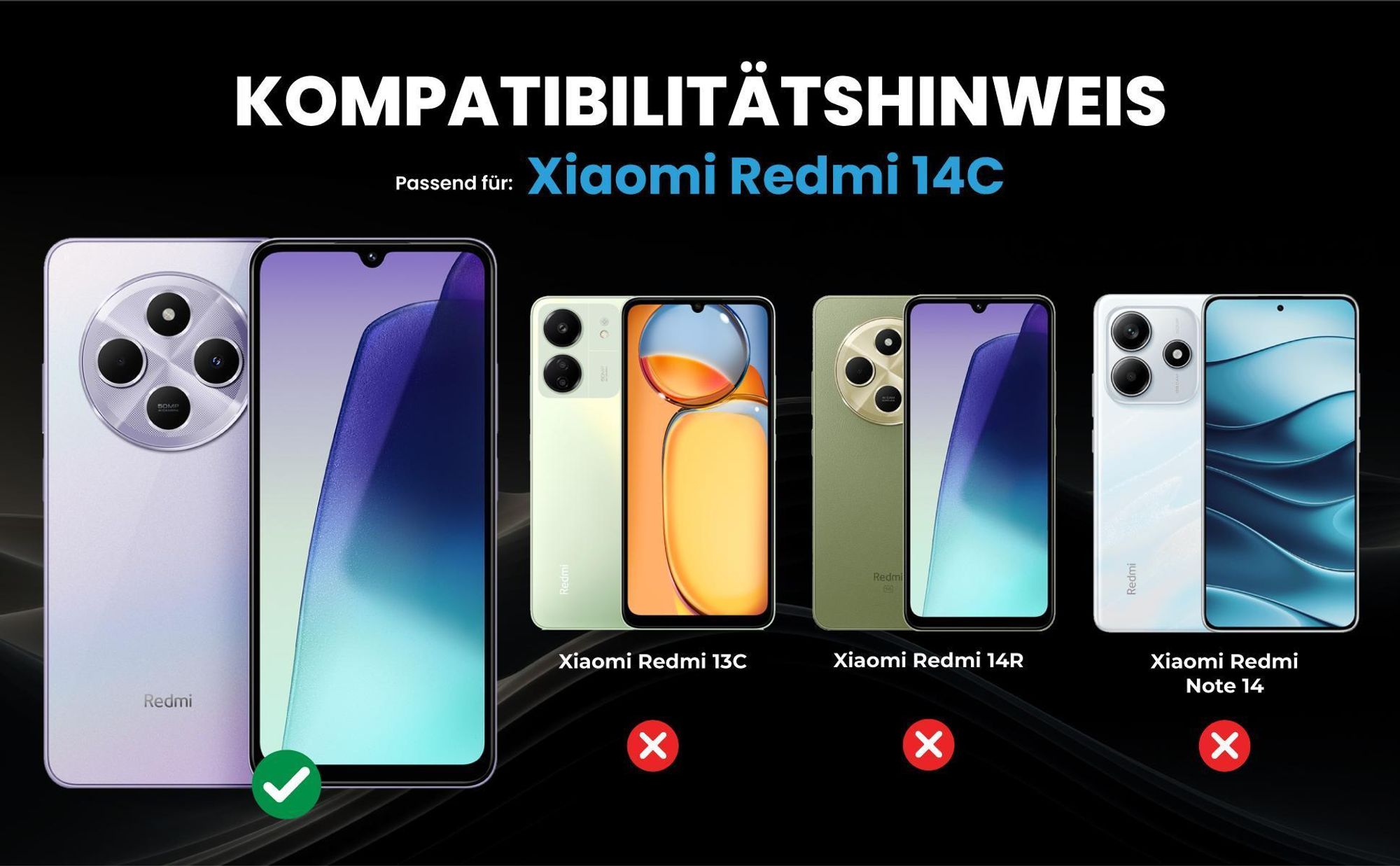 Kompatibilitätshinweise Hülle für Xiaomi Redmi 14C