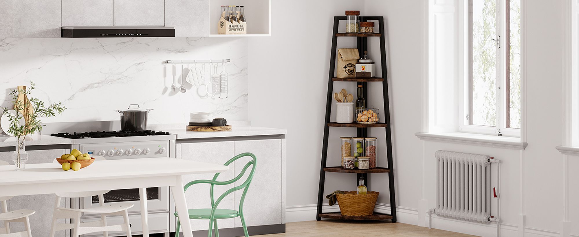 Tribesigns Eckregal 5 Etagen, 176cm hoher Bücherregal, Eckregal Stehend Mehrzweck -Eckständer Display Rack, Pflanzenständer, Eckschrank für Wohnzimmer