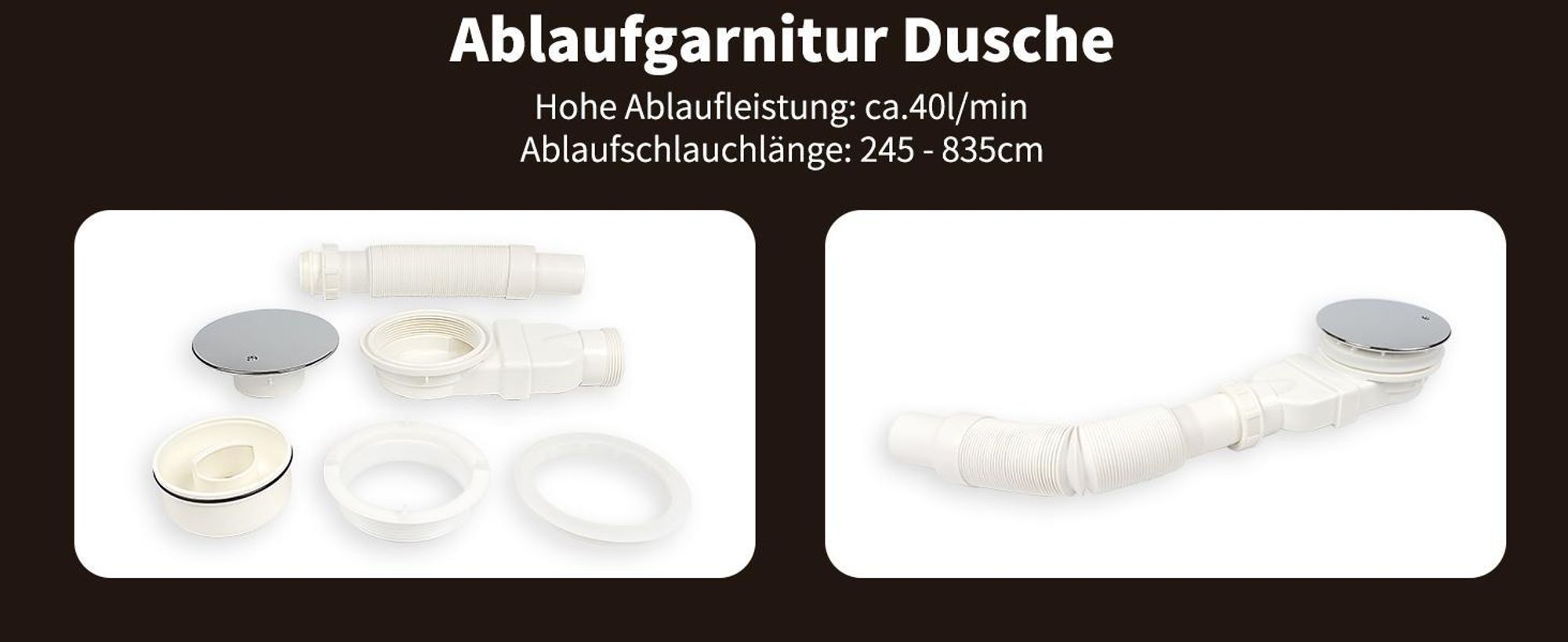 AQUENITH Duschwanne 80x80cm Duschtasse Komplett Set Extra Flach Eckig Acryl Weiß Dusche Acrylwanne für Duschabtrennung Duschkabine, inkl. Ablaufgarnitur