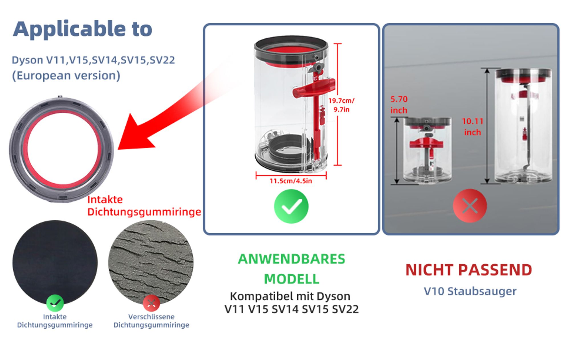 Verbesserter Staubbehälter für Dyson V11 V15 SV14 SV15 SV22 Staubsauger Großen Behälter, Ersatz Big Bin Assembley Teile-Nr.