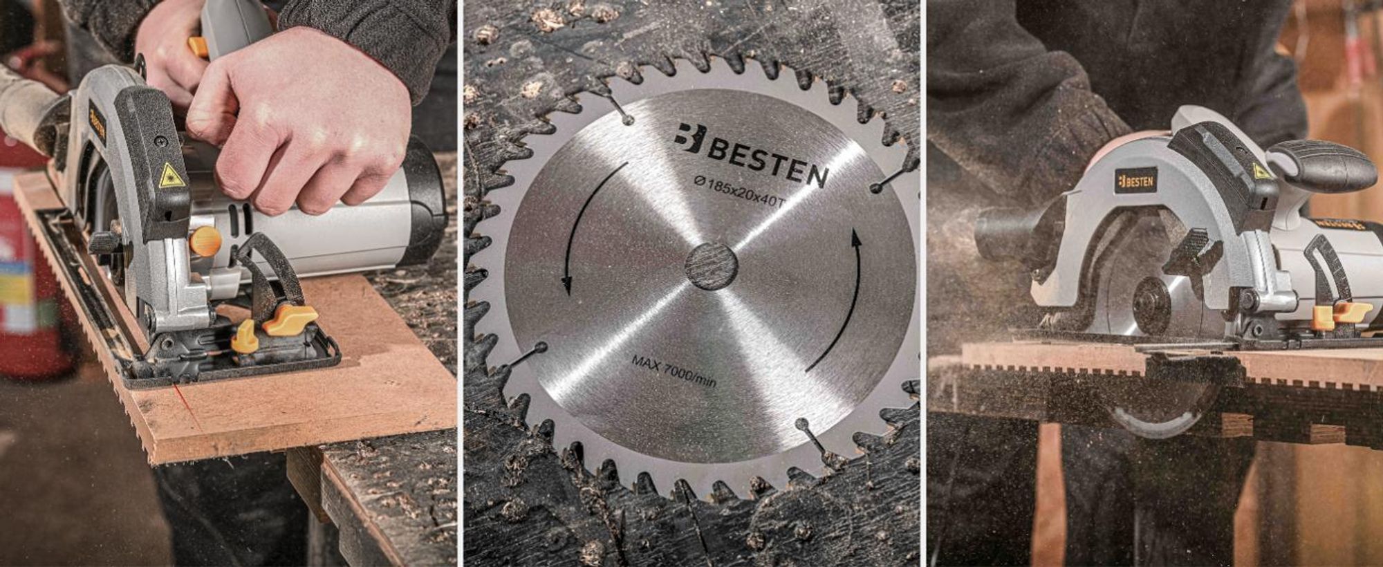 Handkreissäge 2000W für Holz, Laserführung, 3× Sägeblatt, elektrische Kreissäge
