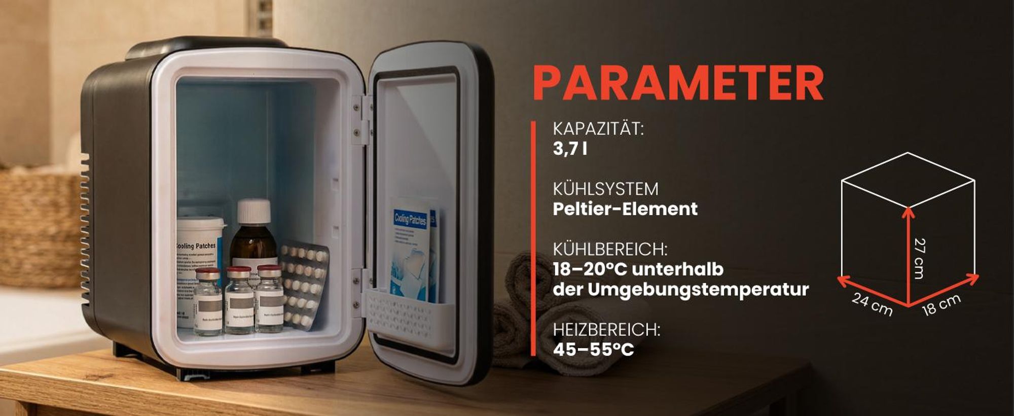Kühlschrank Kühlbox kühlt heizt 4L für Medikamente Getränke Kosmetik