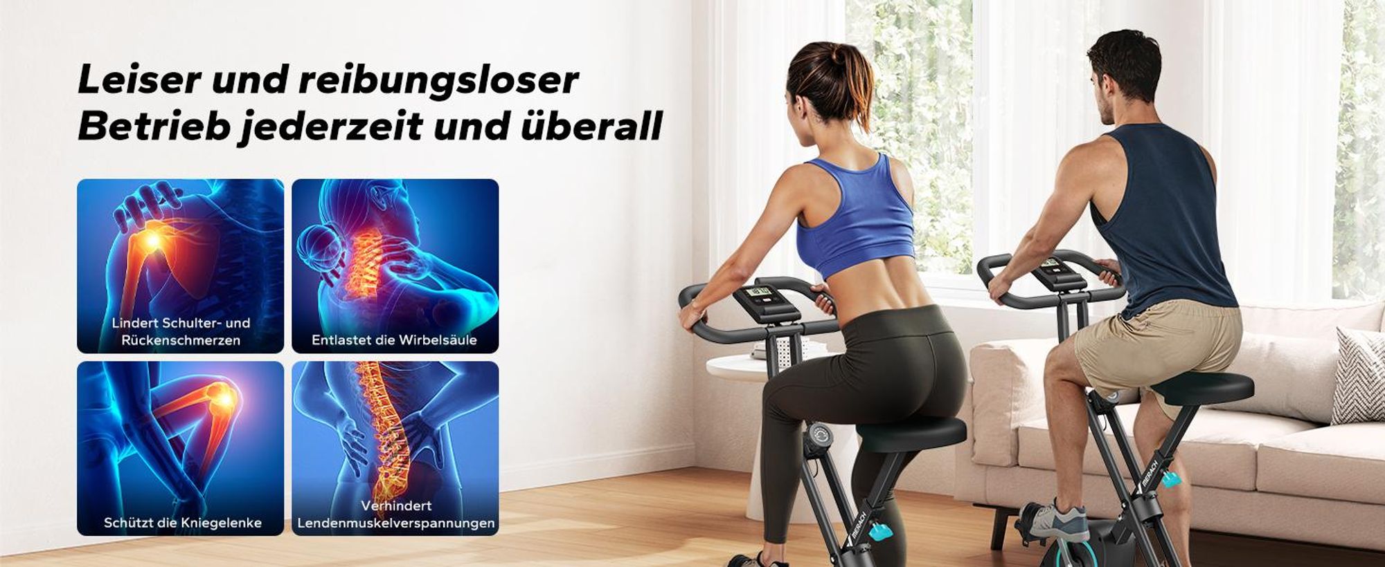 MERACH Klappbares Heimtrainer, kompakt und leise, 16 Magnetstufen, LCD-Bildschirm, Tablet-Halterung, für den Heimgebrauch