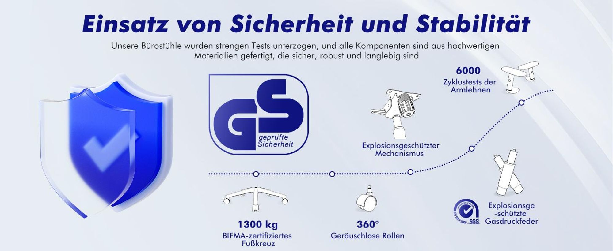 Aiibot Bürostuhl, Bürostuhl Ergonomisch Schreibtischstuhl mit Verstellbaren Armlehnen, weiche Lendenstütze und Kopfstütze, Chefsessel Drehstuhl 200 kg