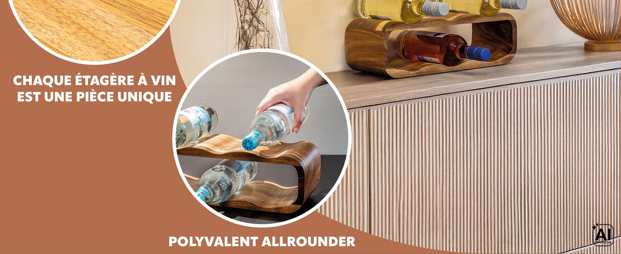 Casier à vin en bois dans le salon