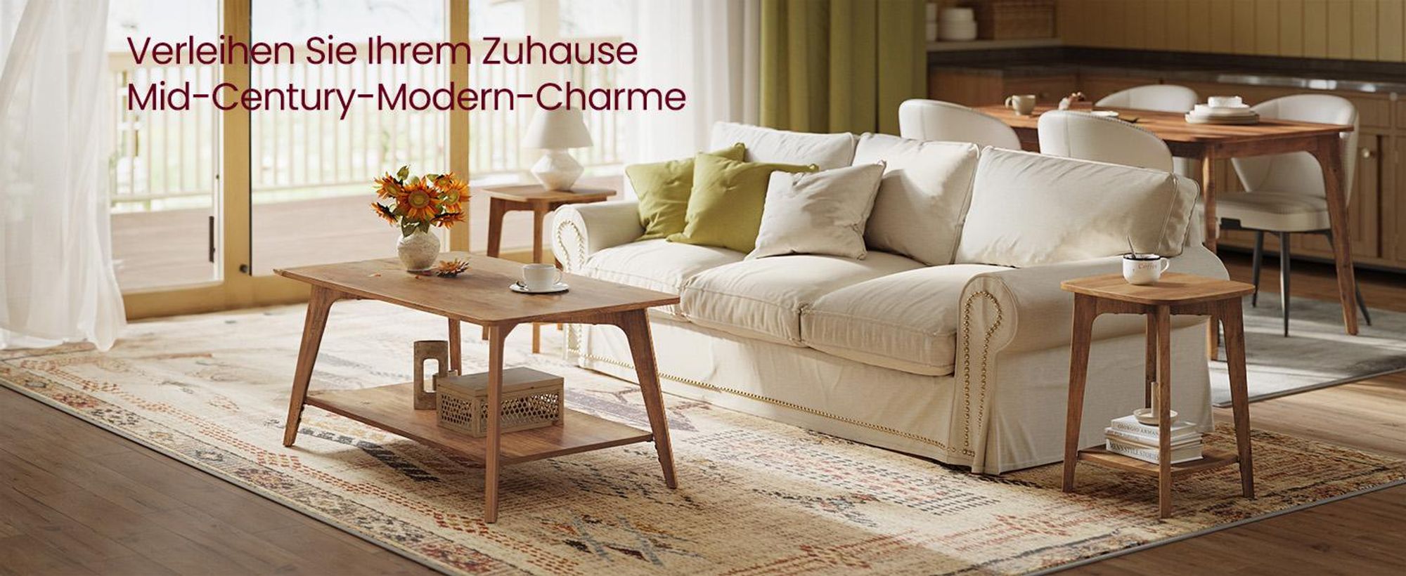 Couchtisch, Wohnzimmertisch mit Ablage, 2-stöckiger Couchtisch, für Wohnzimmer, 55 x 100 x 45 cm, einfache Montage, braun